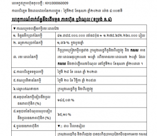 ការបង្ហាញព័ត៌មានទាន់ពេល(២៥ ឧសភា ២០២៣) ទាក់ទងនឹងដើមទុន ភាគហ៊ុន ឬបំណុល (ទម្រង់ ខ.៤)
